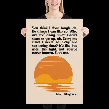 Jubel Klingande Inspired Sunset Print Beige - Song Lyric Music Poster Wall Art Typographic Lyrics Ibiza House Music Wall Decor Saxophone