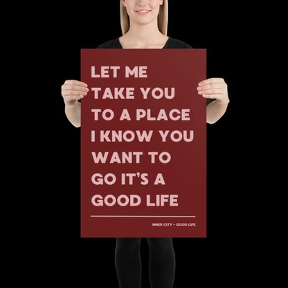 It's a Good Life Red Lyric Wall Print | Music Poster | Wall Art | A5 A4 A3 | Typographic | Lyrics | Custom Print | Wall Decor