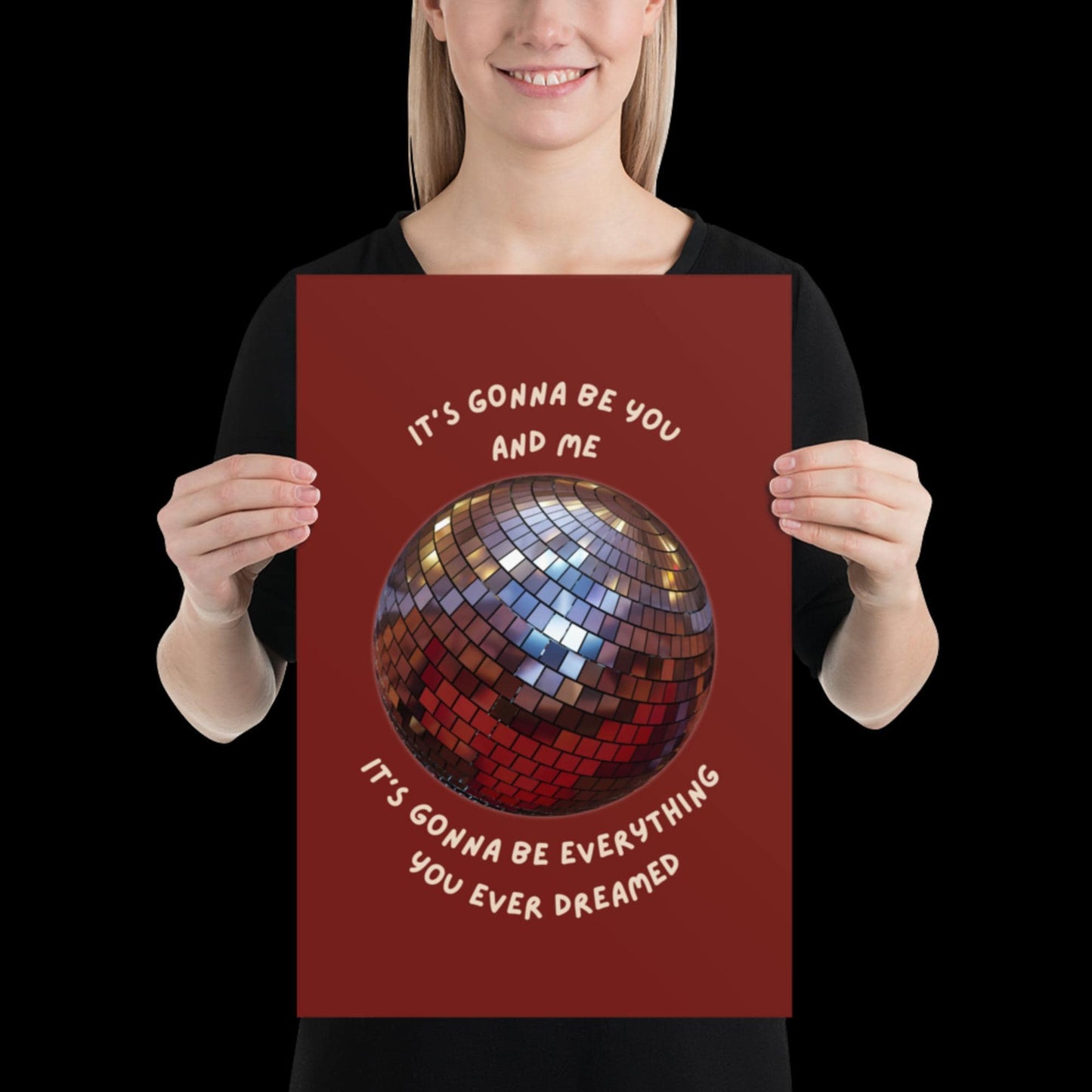You and Me Red Disco Ball Wall Print - Ibiza Colourful Funny Cute Birthday Christmas Gift Unique Leopard Cocktail