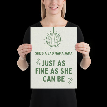 She's a Bad Mama Jama Carl Carlton Lyric Print | House Music Poster | Quote Print | Typographic | Disco Decor | Disco Ball Wall Print | Gift