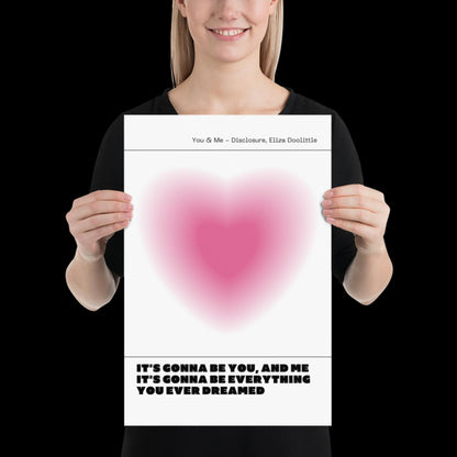 You and Me Pink Heart Aura Print - Disclosure Wall Art for House EDM Ibiza Festival Rave Art Decor House Music Disco Ball Funky