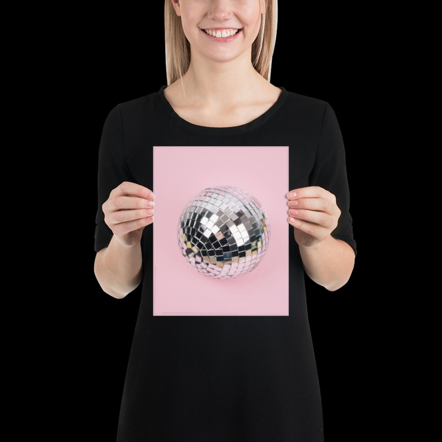 Pink Disco Ball Wall Print | Mirror Ball | Dancing | Trendy | Music Poster | Wall Art | Funky | Typographic | A1 A2 A3 | Realistic | Disco