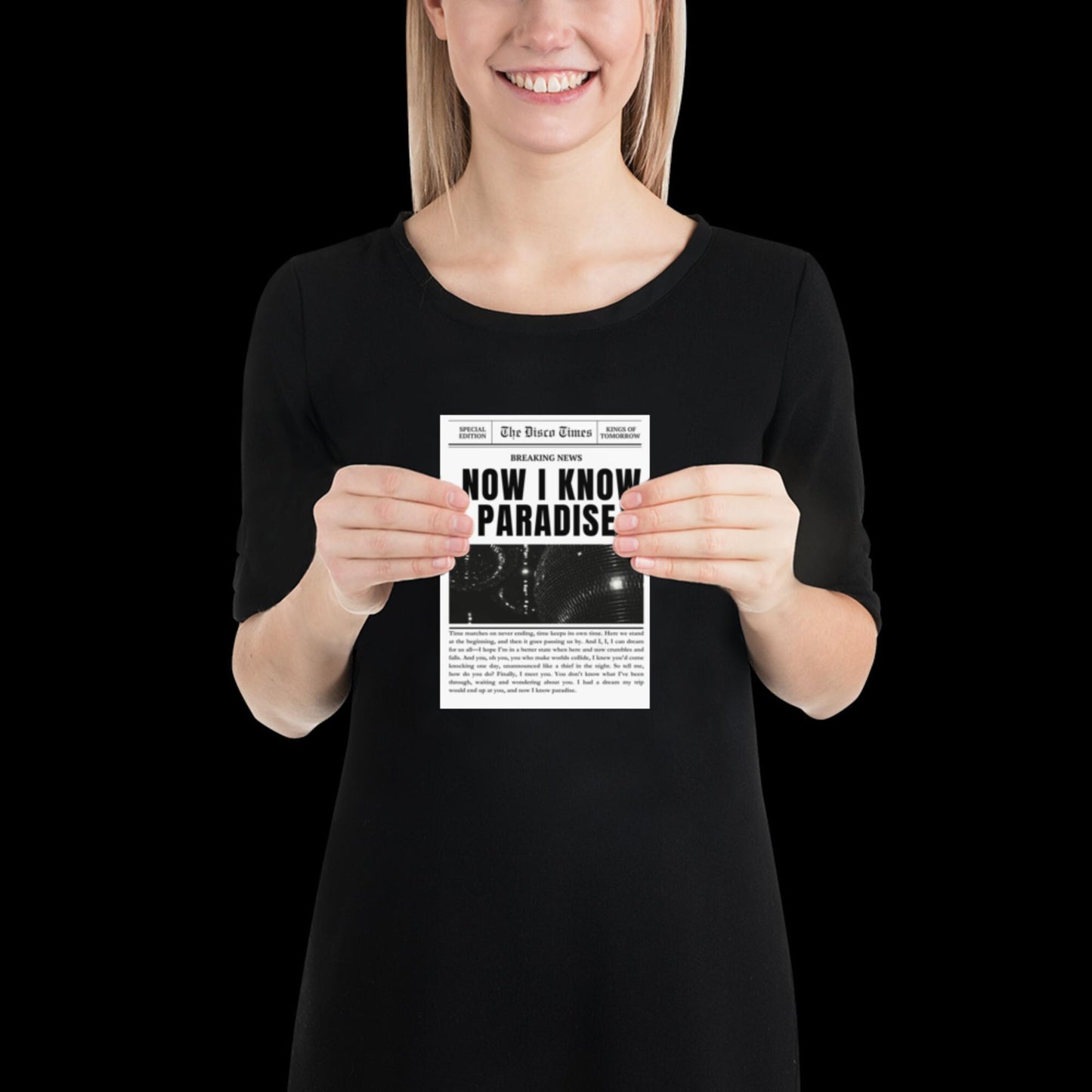 Finally Kings of Tomorrow Inspired Newspaper Lyric Print White and Black - Ibiza Funky Disco House Music A1 A2 A3 Typographic Ball