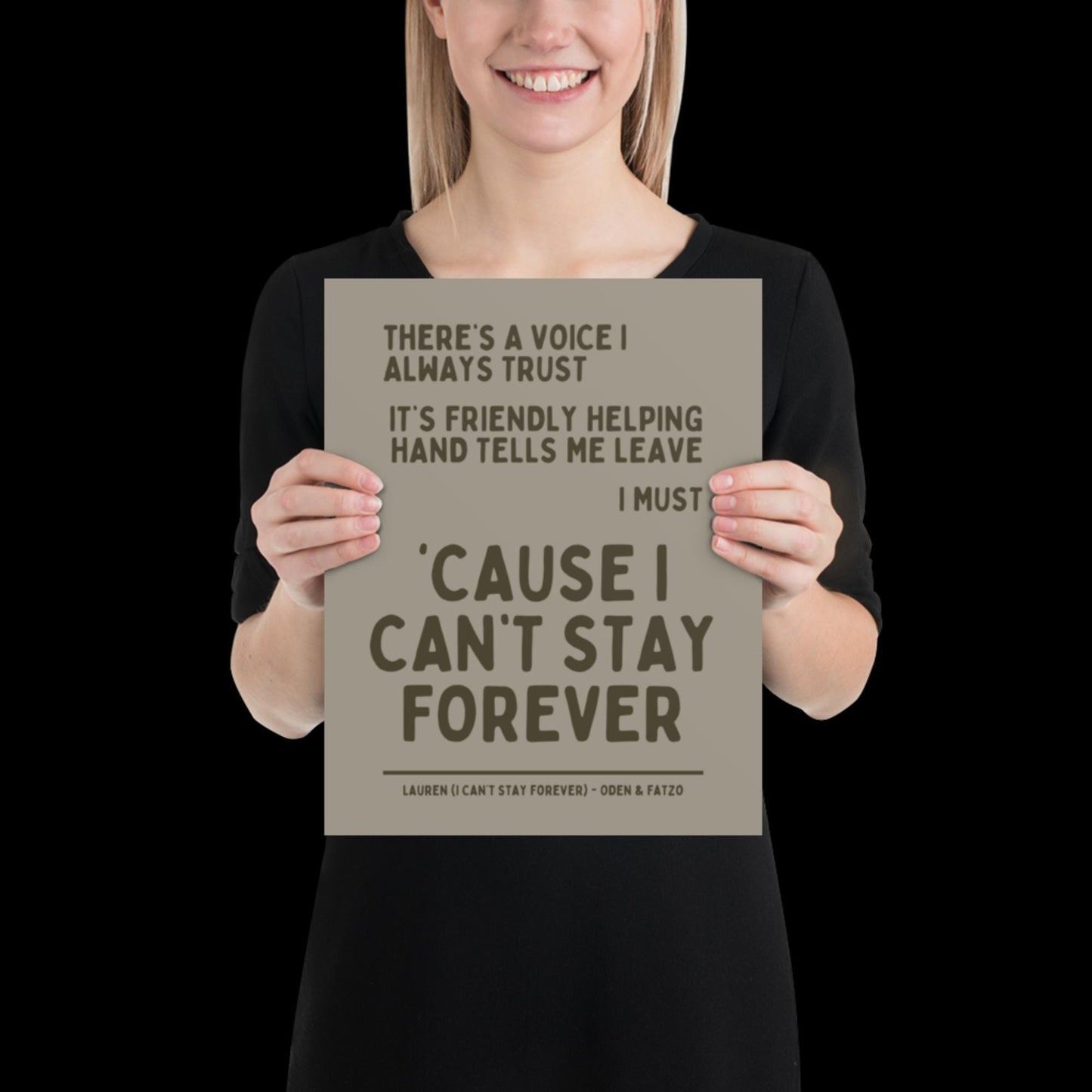 I Can't Stay Forever Beige Silver Wall Print - Ibiza Colourful Funny Cute Birthday Art Gift Unique Funky House Music Poster Lyrics