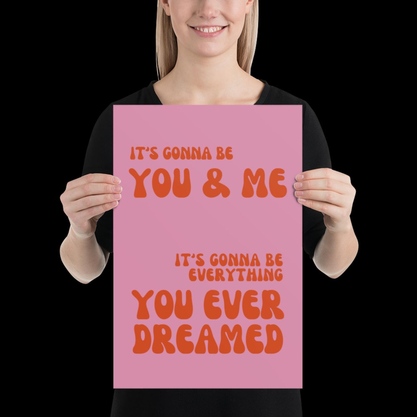 You and Me Pink Lyrics Wall Print - Ibiza Colourful Funny Cute Birthday Christmas Gift Unique Leopard Cocktail House Music