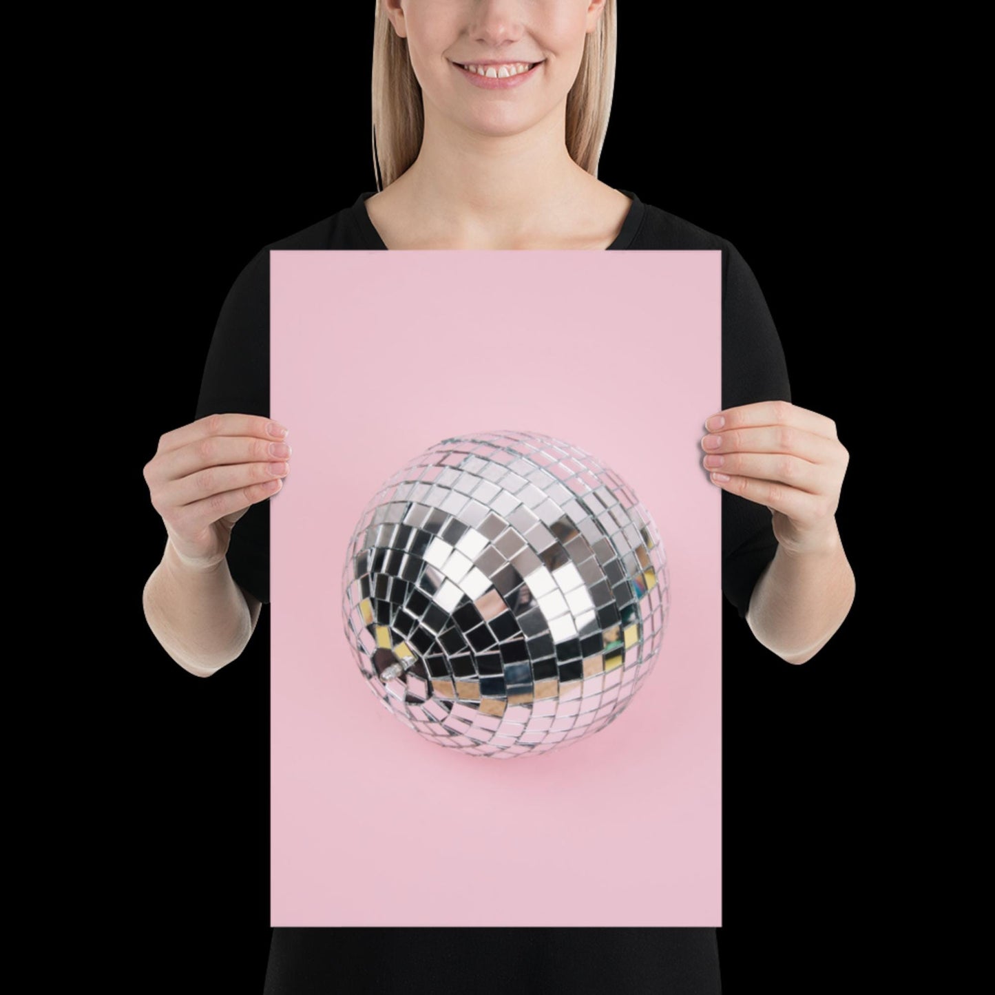 Pink Disco Ball Wall Print | Mirror Ball | Dancing | Trendy | Music Poster | Wall Art | Funky | Typographic | A1 A2 A3 | Realistic | Disco
