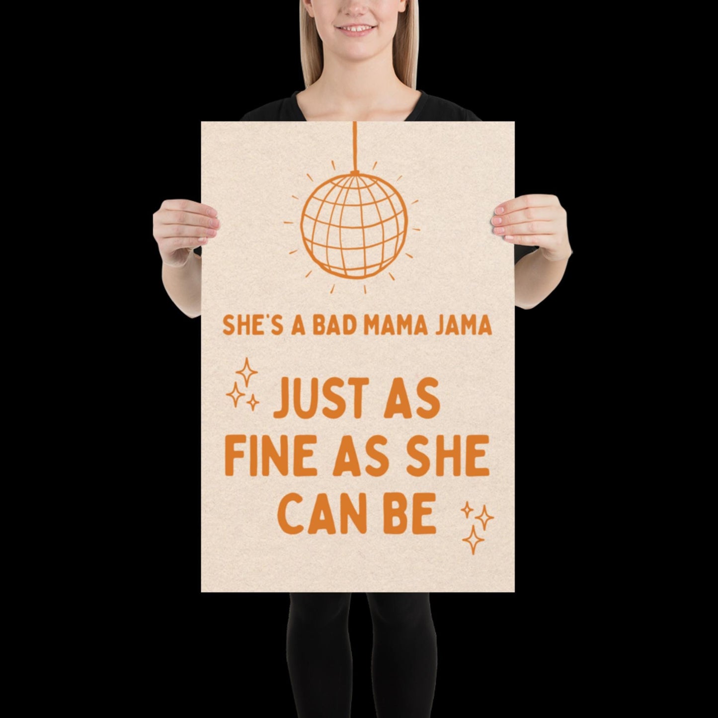 She's a Bad Mama Jama Carl Carlton Lyric Print | House Music Poster | Quote Print | Typographic | Disco Decor | Disco Ball Wall Print | Gift