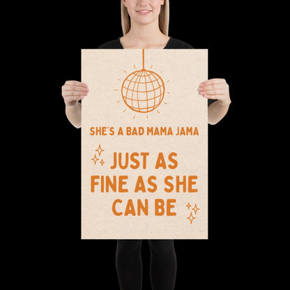 She's a Bad Mama Jama Carl Carlton Lyric Print | House Music Poster | Quote Print | Typographic | Disco Decor | Disco Ball Wall Print | Gift