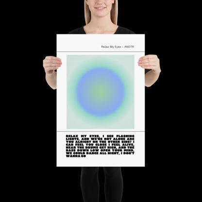 Relax My Eyes Inspired Blue Green Aura Print - ANOTR Wall Art House EDM Ibiza Festival Rave Art Decor House Music Lovers Disco Ball Funky