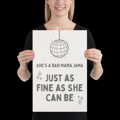 She's a Bad Mama Jama Carl Carlton Lyric Print | House Music Poster | Quote Print | Typographic | Disco Decor | Disco Ball Wall Print | Gift