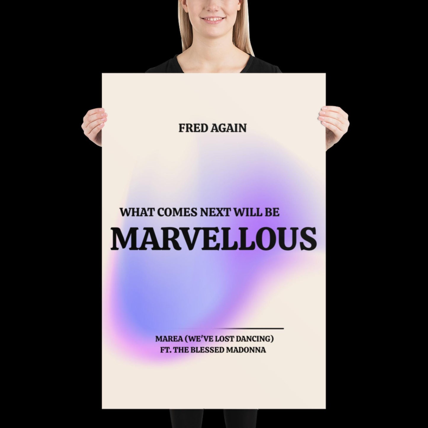 What Comes Next Will Be Marvellous Pink Lyrics Print | Fred Again Purple Blue Aura | House music | Techno music | Music Lyric Art | Disco