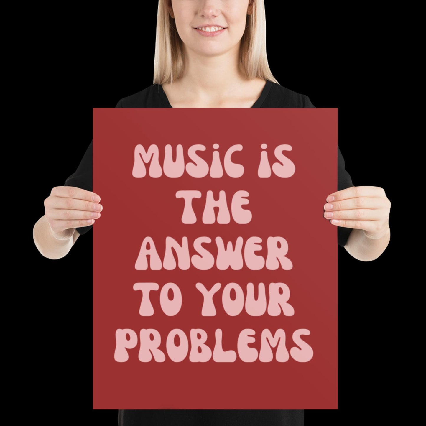 Music Is The Answer Lyrics 001 Red Wall Print - Ibiza Colourful Funny Cute Birthday Art Gift Unique Funky House Music Poster Disco