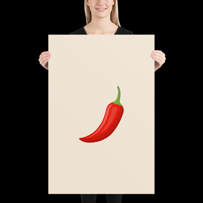 Red Chilli Pepper Spicy Margarita Beige Wall Print | Bar Cart Art | Cocktail Poster | Bold | A1 A2 Physical Print | Modern Kitchen Art