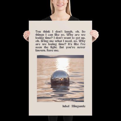 Jubel Klingande Inspired Sunset Disco Ball Print Beige - Song Lyric Music Poster Wall Art Typographic Lyrics Ibiza House Music Wall Decor