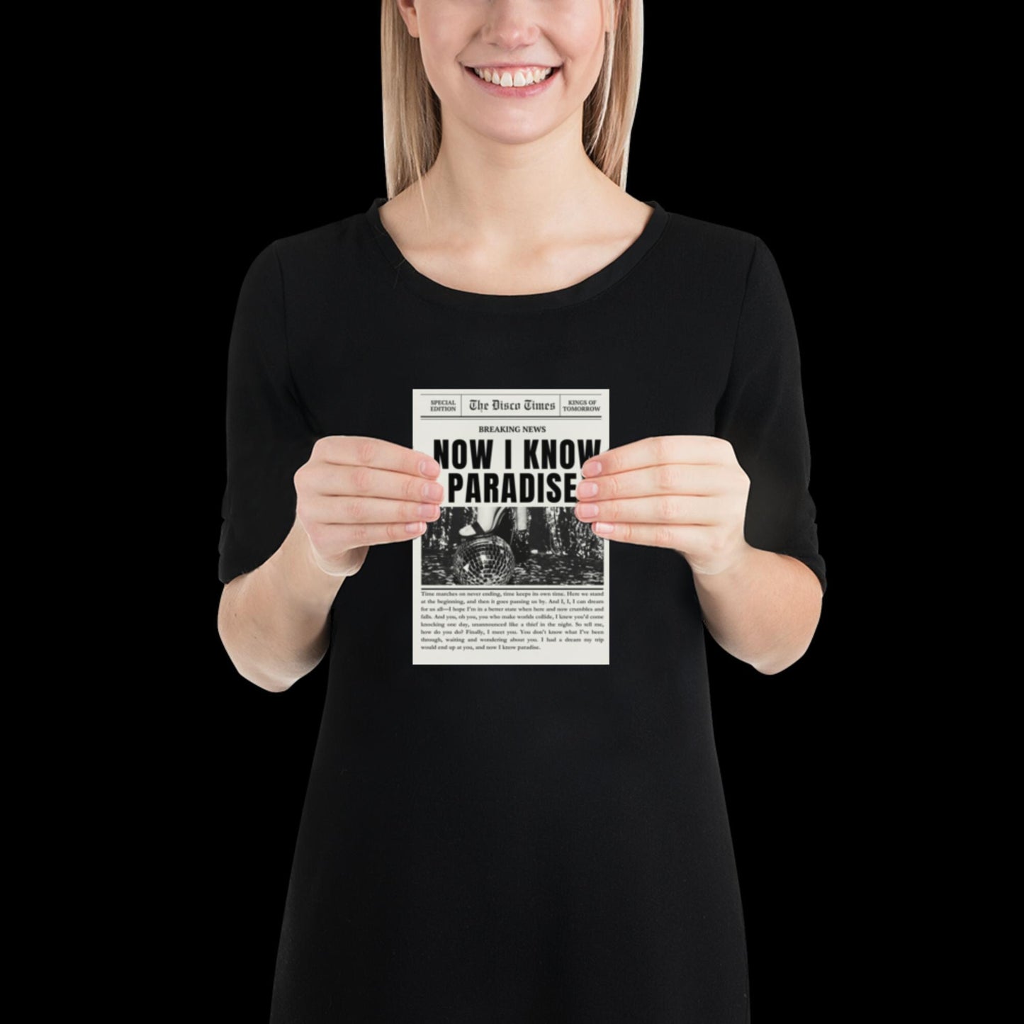 Finally Kings of Tomorrow Inspired Newspaper Lyric Print Off-White and Black 02 - Ibiza Funky Disco House Music A1 A2 A3 Typographic Ball