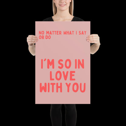 I'm So In Love With You Red Wall Print - Ibiza Colourful Funny Cute Birthday Art Gift Unique Funky House Music Poster Lyrics