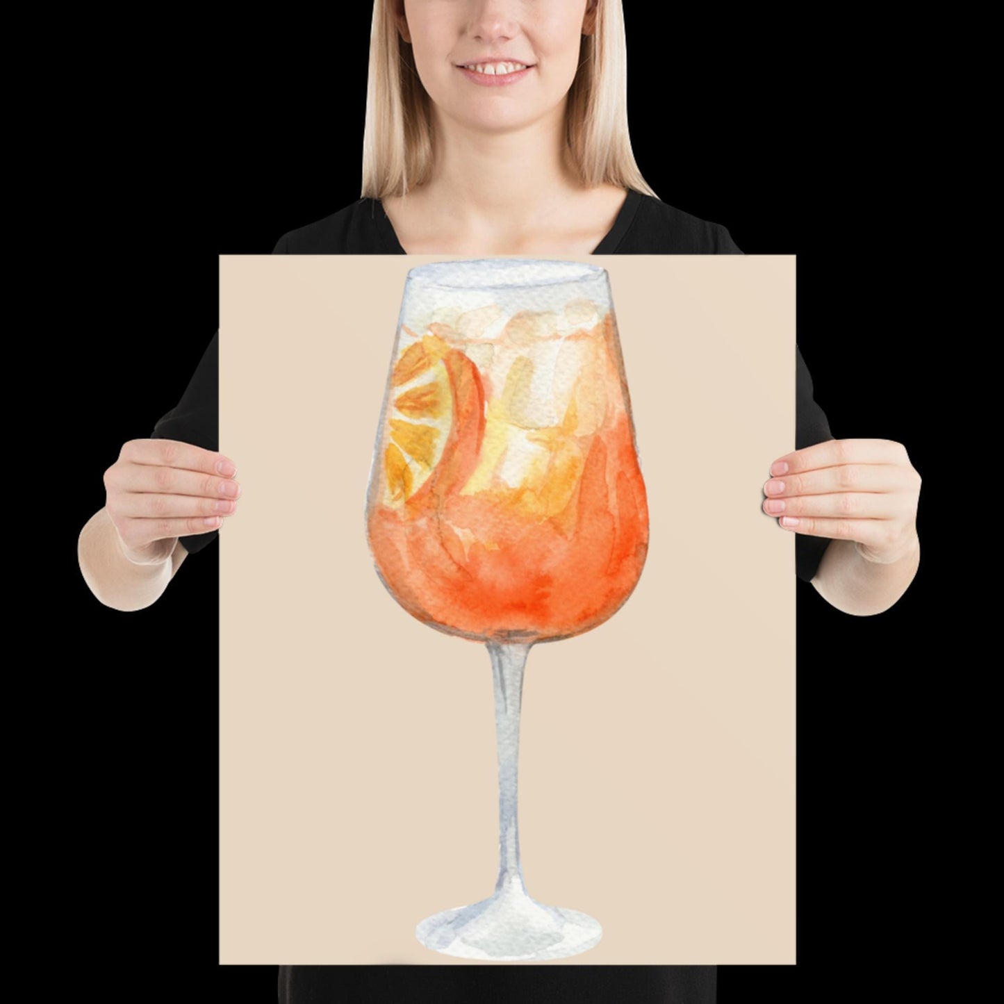 Watercolour Aperol Orange Cocktail Wall Print - Fruit Ibiza Colourful Funny Cute Birthday Christmas Gift Unique Printed Cowboy Leopard