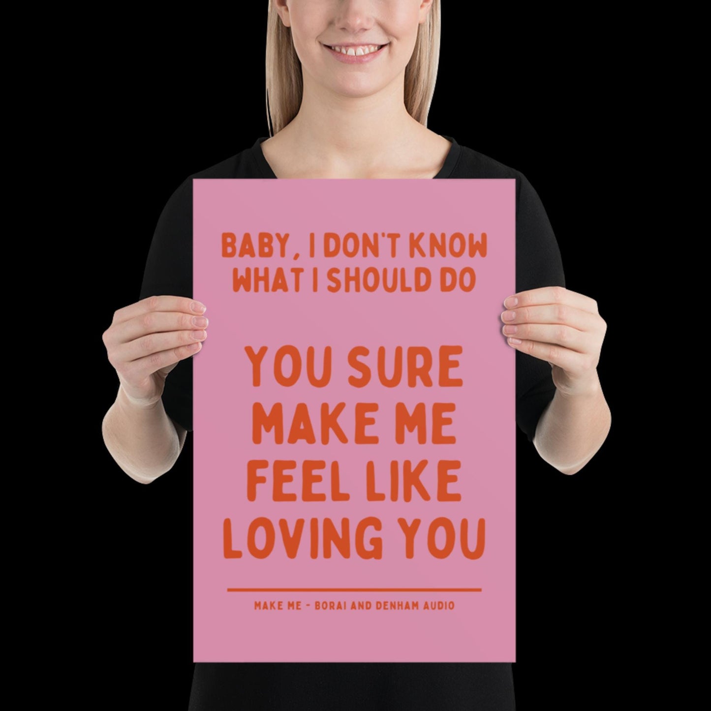 Make Me Inspired Pink and Orange Print - Borai Denham Audio Ibiza Bold Typographic Colourful House Music Poster Groovy Bar Disco Funky