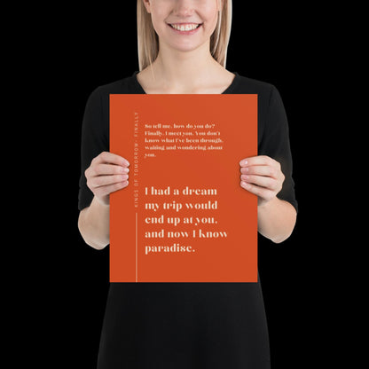 Finally Kings of Tomorrow Inspired Lyric Print Orange and Beige - Ibiza Funky Disco House Music A1 A2 A3 Typographic Disco Ball