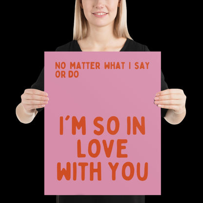 I'm So In Love With You Pink and Orange Wall Print - Ibiza Colourful Funny Cute Birthday Art Gift Unique Funky House Music Poster Lyrics
