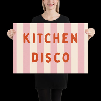 Kitchen Disco Wall Art Poster • Pink and Orange • Disco Print Poster • Minimalistic Kitchen Wall Art • Aesthetic • Trendy Wall Art