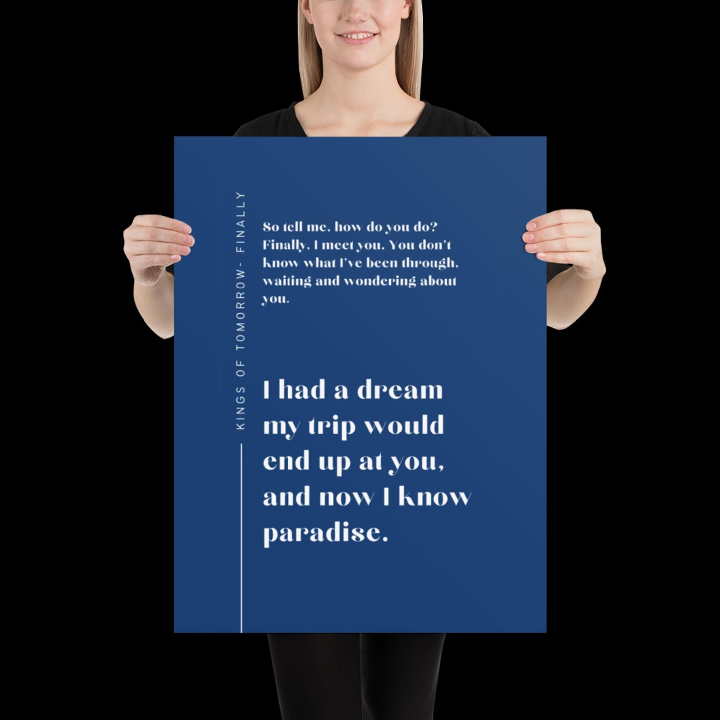 Finally Kings of Tomorrow Inspired Lyric Print Navy Blue - Ibiza Funky Disco House Music A1 A2 A3 Typographic Disco Ball