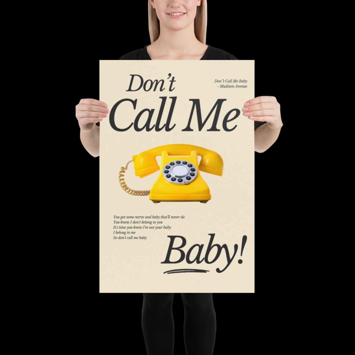 Don't Call Me Baby Print | Madison Avenue | House Music Poster | Lyric Print | Music Poster | Wall Art | House Music | Wall Decor | DJ Ibiza