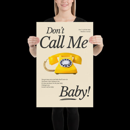 Don't Call Me Baby Print | Madison Avenue | House Music Poster | Lyric Print | Music Poster | Wall Art | House Music | Wall Decor | DJ Ibiza
