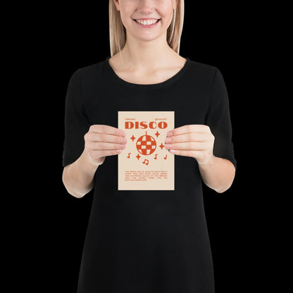 Disco Graphic Orange and Beige Monochrome Wall Print - Ibiza Colourful Funny Cute Birthday Art Gift Unique Funky House Music Poster Lyrics
