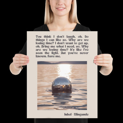 Jubel Klingande Inspired Sunset Disco Ball Print Beige - Song Lyric Music Poster Wall Art Typographic Lyrics Ibiza House Music Wall Decor