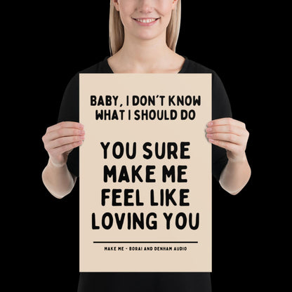 Make Me Inspired Beige and Black Print - Borai Denham Audio Ibiza Bold Typographic Colourful House Music Poster Groovy Bar Disco Funky