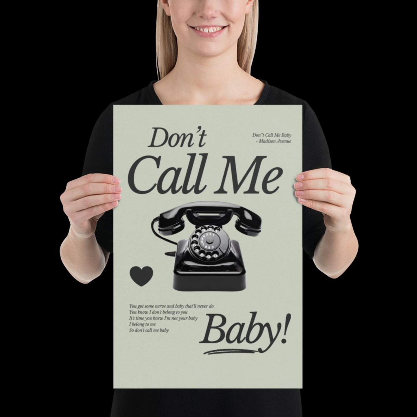 Don't Call Me Baby Print | Madison Avenue | House Music Poster | Lyric Print | Music Poster | Wall Art | House Music | Wall Decor | DJ Ibiza