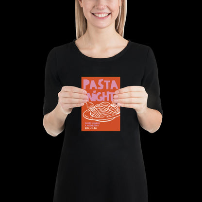 Pasta Night Wall Art Poster • Pink and Orange • Pasta Print Poster • Minimalistic Kitchen Wall Art • Aesthetic • Trendy Wall Art