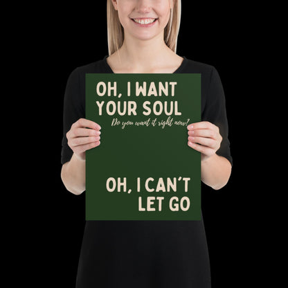 I Want Your Soul Inspired Armand Van Helden Green Print - Ibiza Art Bold Typographic Colourful House Music Poster Groovy Bar Disco Funky