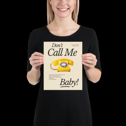Don't Call Me Baby Print | Madison Avenue | House Music Poster | Lyric Print | Music Poster | Wall Art | House Music | Wall Decor | DJ Ibiza