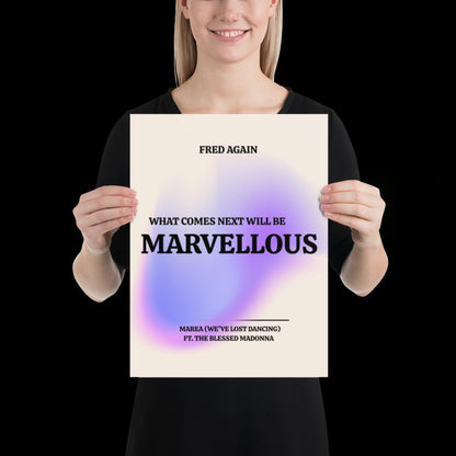What Comes Next Will Be Marvellous Pink Lyrics Print | Fred Again Purple Blue Aura | House music | Techno music | Music Lyric Art | Disco