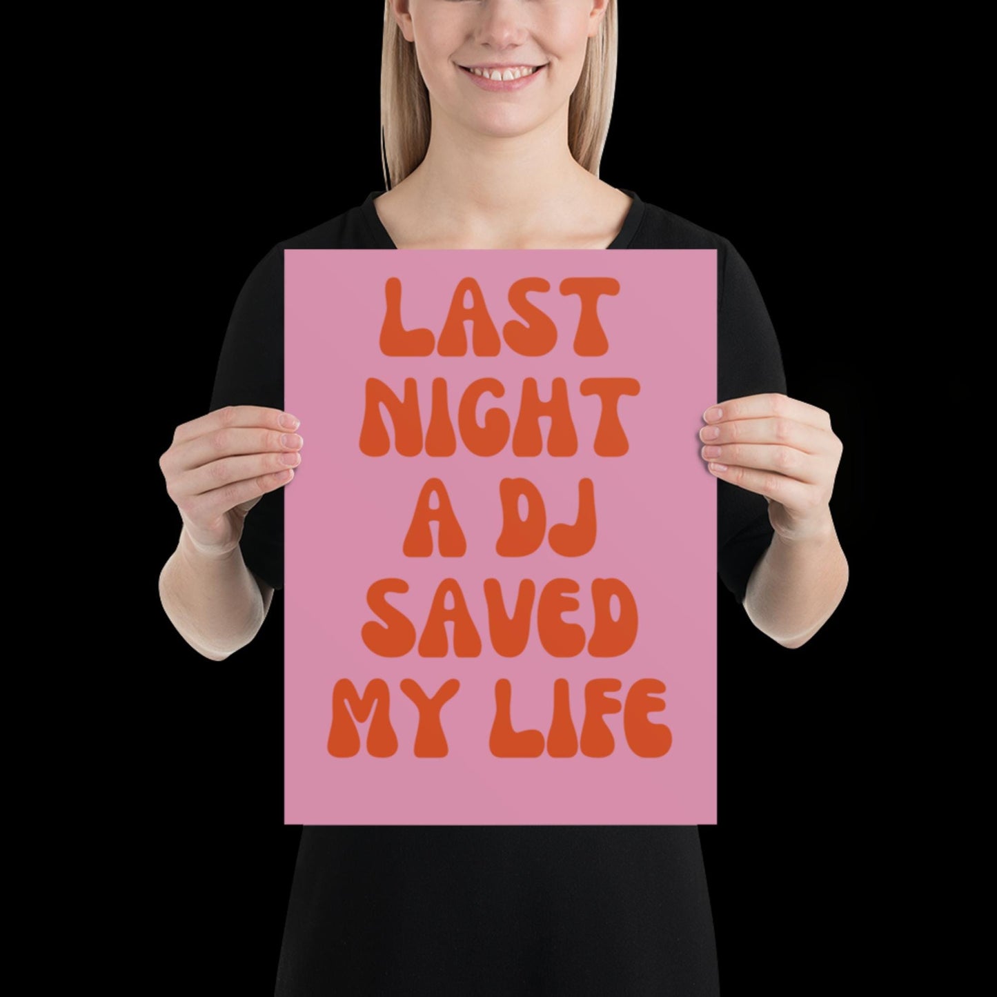 Last Night a DJ Saved My Life Lyrics 001 Pink Wall Print -  Ibiza Colourful Funny Cute Birthday House Music Gift Unique Art Poster Funky