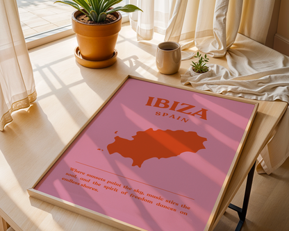 Ibiza Spain Pink and Orange Wall Print