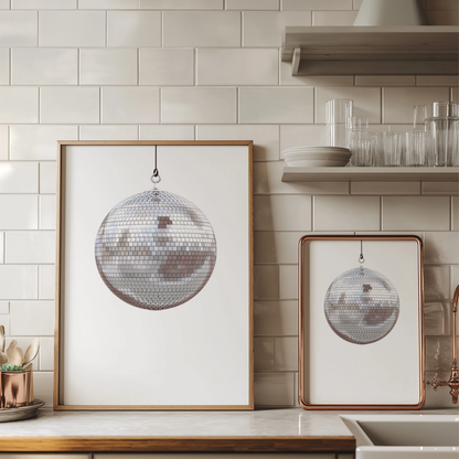 Silver Disco Ball Print