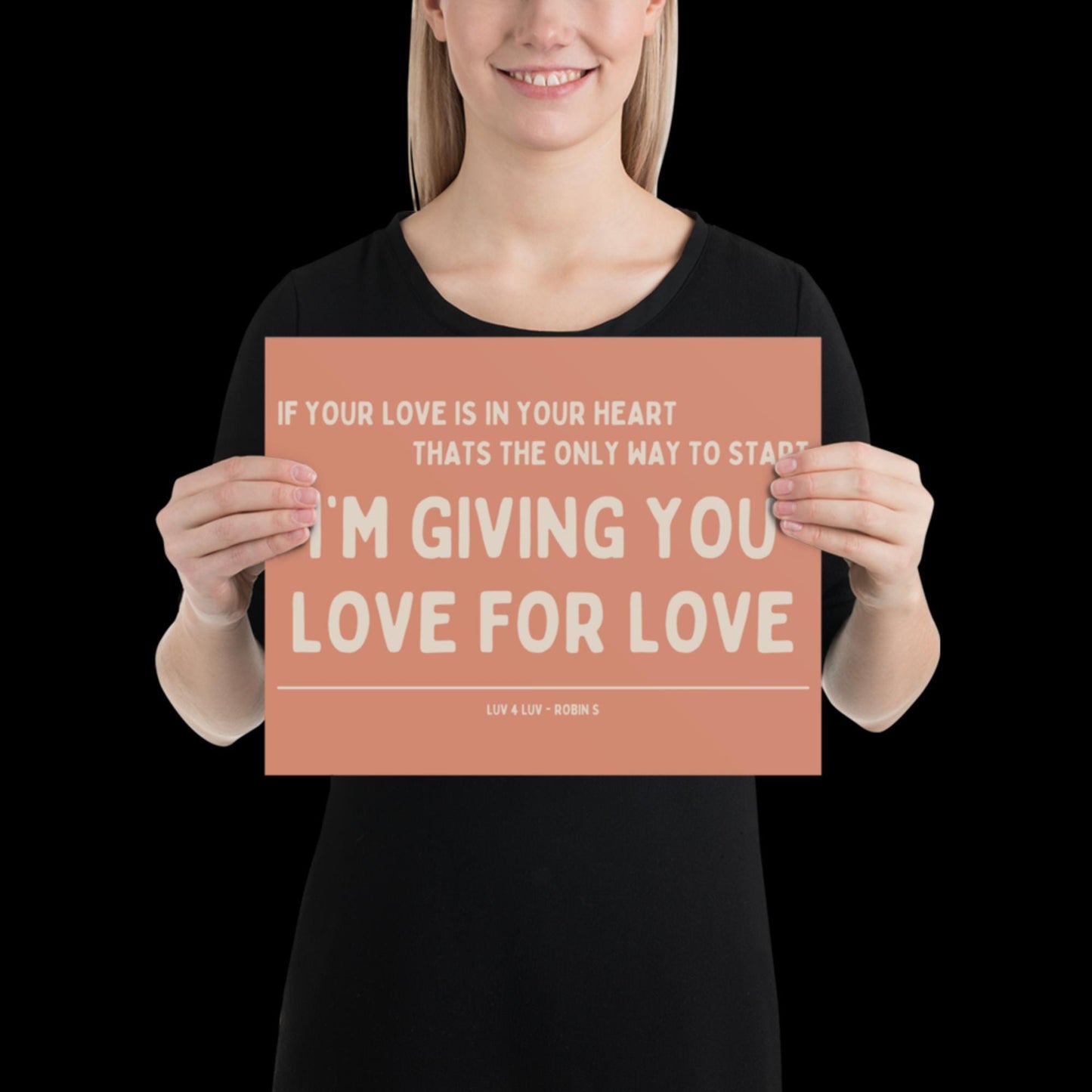 Love for Love (Luv for Luv) Robin S Lyric Print - Orange and Beige - Disco Music Poster Wall Art Retro Inspired Music Bold Typographic Quote