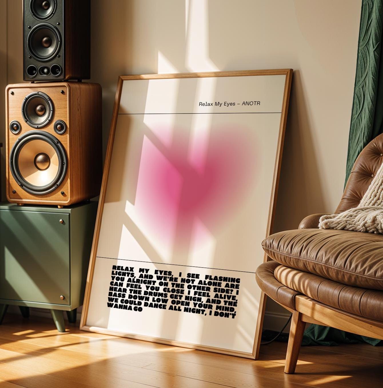 Relax My Eyes Inspired Pink Heart Aura Print - ANOTR Wall Art House EDM Ibiza Festival Rave Art Decor House Music Lovers Disco Ball Funky