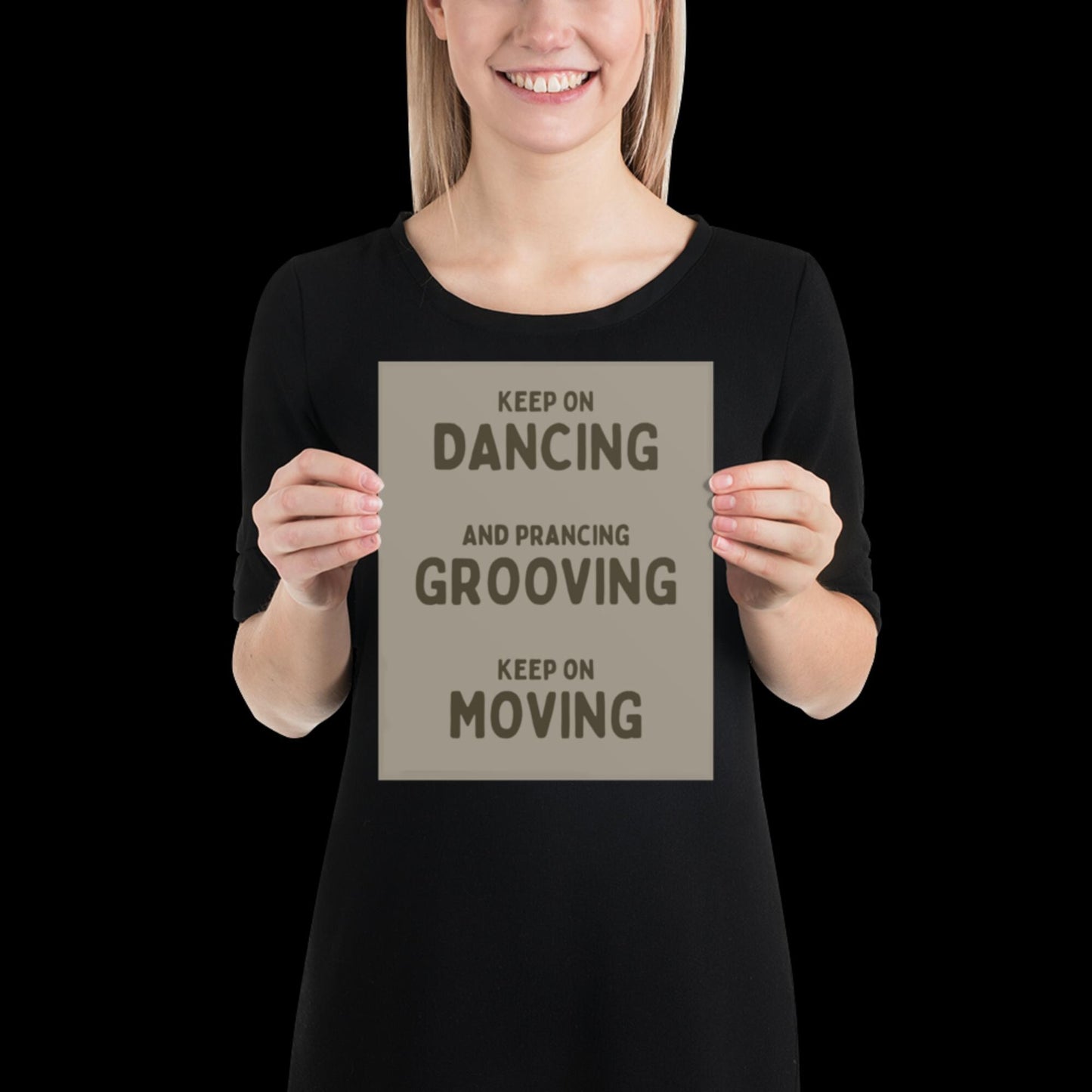 Music is The Answer Typographic Khaki Grey Wall Print - Ibiza Art Bold Typographic Colourful House Music Poster Groovy Bar Disco Funky