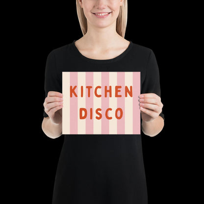 Kitchen Disco Wall Art Poster • Pink and Orange • Disco Print Poster • Minimalistic Kitchen Wall Art • Aesthetic • Trendy Wall Art