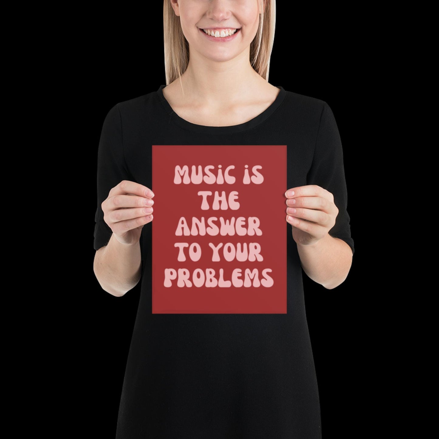 Music Is The Answer Lyrics 001 Red Wall Print - Ibiza Colourful Funny Cute Birthday Art Gift Unique Funky House Music Poster Disco