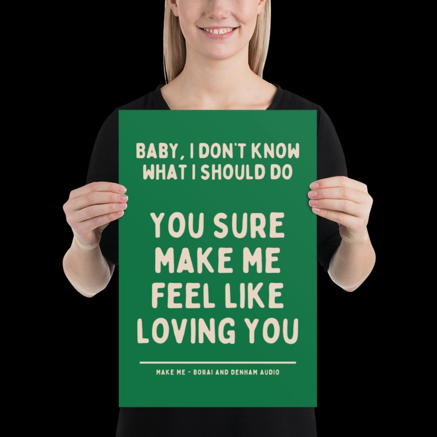 Make Me Inspired Green and Beige Print - Borai Denham Audio Ibiza Bold Typographic Colourful House Music Poster Groovy Bar Disco Funky