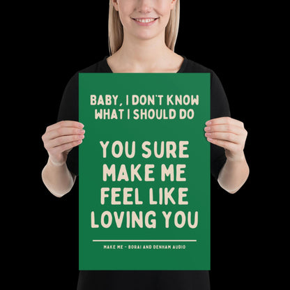 Make Me Inspired Green and Beige Print - Borai Denham Audio Ibiza Bold Typographic Colourful House Music Poster Groovy Bar Disco Funky