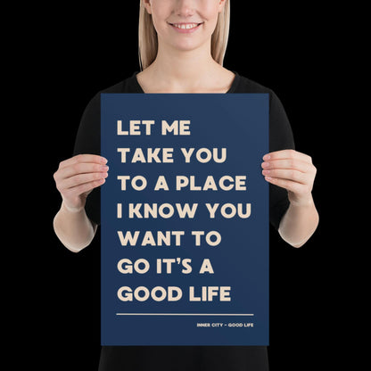 It's a Good Life Navy Blue & Beige Lyric Wall Print | Music Poster | Wall Art | A5 A4 A3 | Typographic | Lyrics | Custom Print | Wall Decor