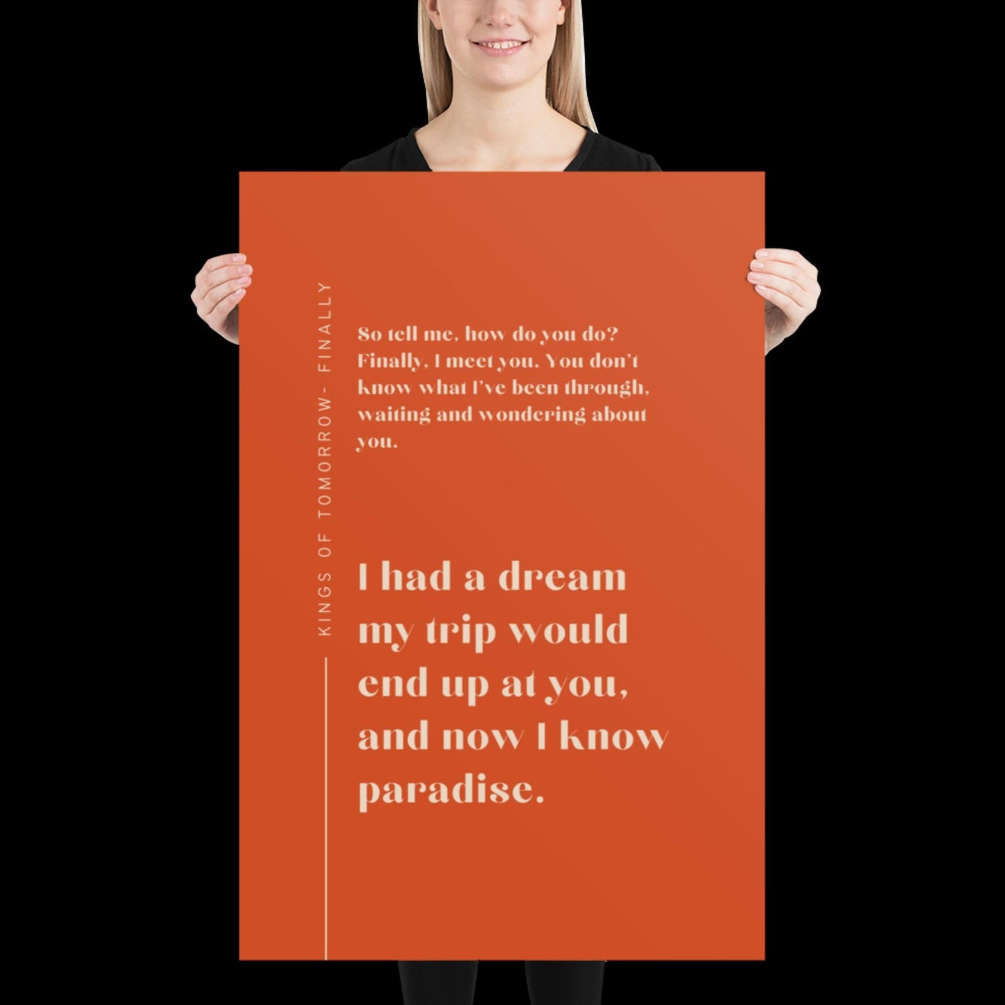Finally Kings of Tomorrow Inspired Lyric Print Orange and Beige - Ibiza Funky Disco House Music A1 A2 A3 Typographic Disco Ball