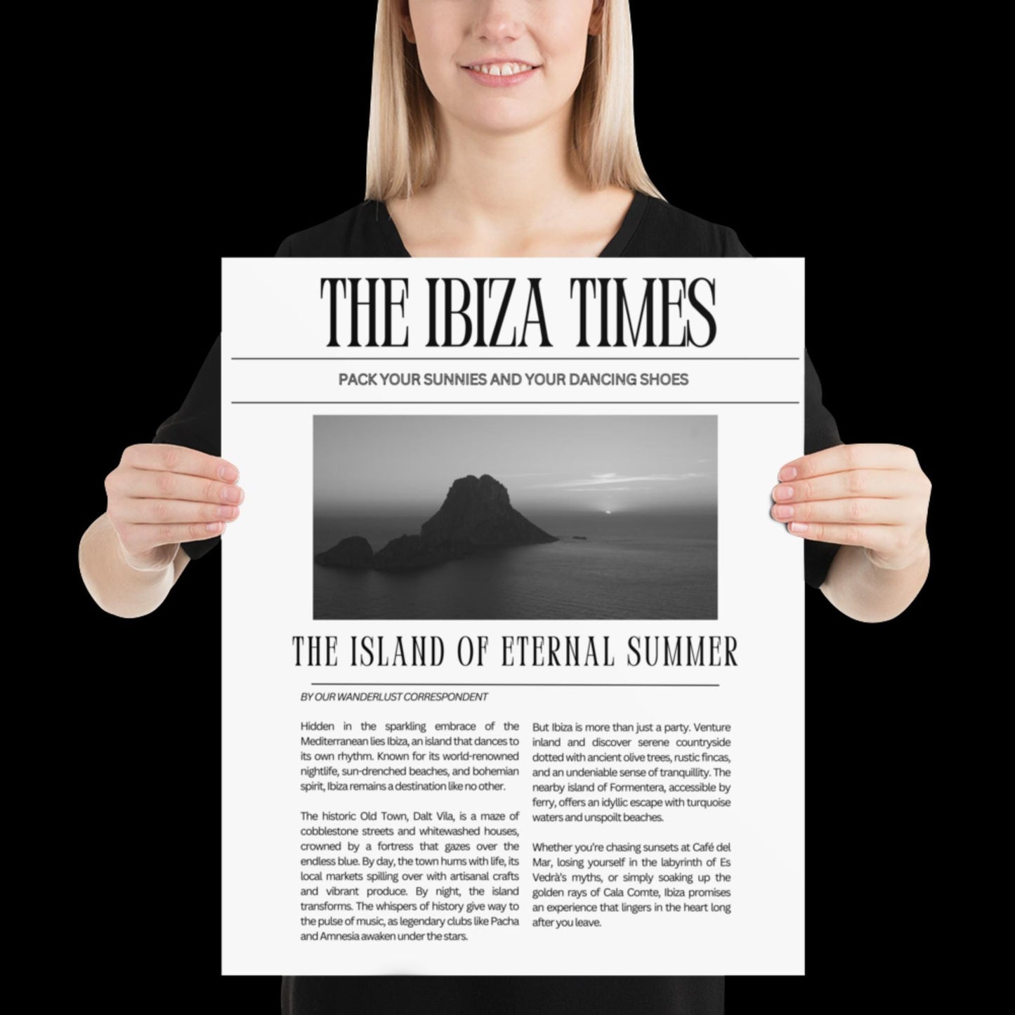 This Ibiza Times - Newspaper Ibiza Retro Disco Print Music Poster Wall Art A5 A4 A3 Bold Typographic Gallery Wall Black and White Magazine