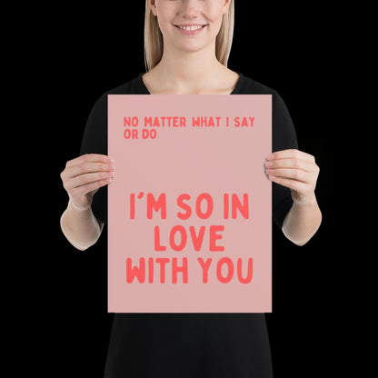 I'm So In Love With You Red Wall Print - Ibiza Colourful Funny Cute Birthday Art Gift Unique Funky House Music Poster Lyrics